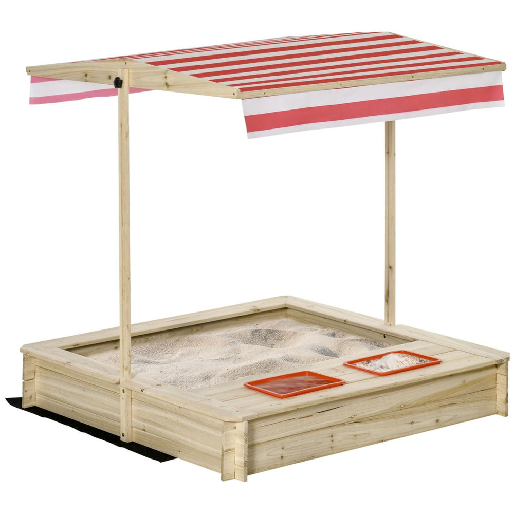 English Elm Kids Fir Wood Outdoor Sandbox with Adjustable Canopy Uv Shade and Fabric Liner W2225P152507
