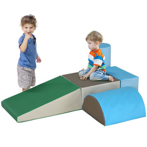 English Elm 5 Piece Foam Climbing Blocks Toddler Indoor Play Set with Faux Leather Crawl Shapes W2225P152514