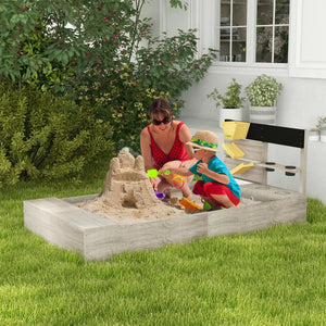 English Elm Wooden Fir Sandbox with Built-in Kitchen Sink and Stovetop for Outdoor Kids Play W2225P152513