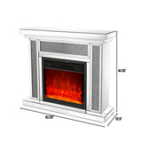 Hearth and Haven Electric Fireplace with 7 Colors Adjustable 3D Flame, Remote Control and LED Lights, Silver W1685S00003