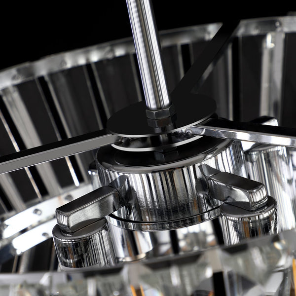 English Elm 16" Elegant Crystal Pendant Chandelier 7-Light Drum Fixture with K9 Crystals for Dining Room Ambiance Transparent W1340120165