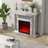 Hearth and Haven Electric Fireplace with 7 Colors Adjustable 3D Flame, Remote Control and LED Lights, Silver W1685S00003