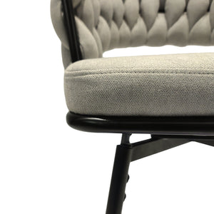 English Elm 28" Linen Woven Bar Chair Set of 2 - 360° Swivel Upholstered Counter Stools with Backrest, Grey T2396P279779