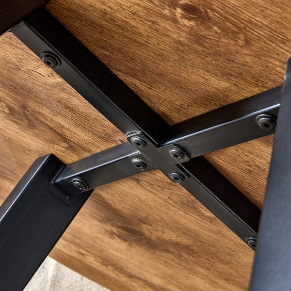 English Elm A modern minimalist circular wooden dining table 42” MDF tabletop, black metal legs, quick 15‑min assembly, versatile home office decor W1151P195678