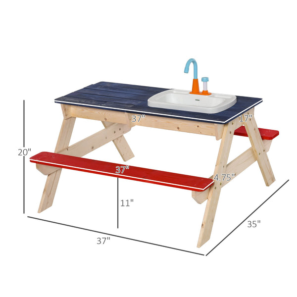English Elm Kids Sand & Water Picnic Table Set with Bench, Sandbox & Manual Water Pump, Durable Wood Playstation W2225P152517