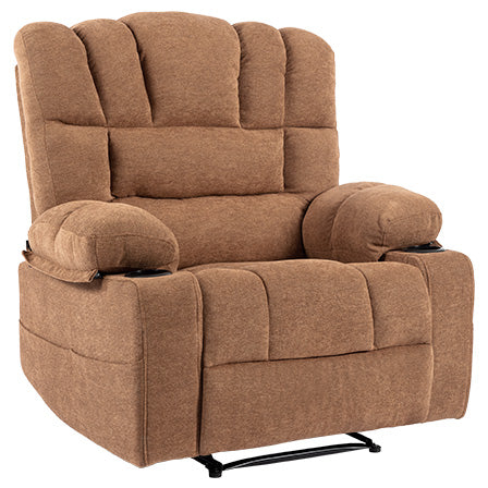 English Elm Massage Recliner Chair with Heating, 8-Point Vibration, 5 Modes, Cup Holders, Lumbar Support and Timer Brown W1403P152417