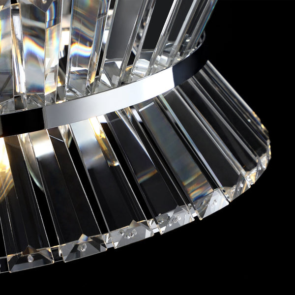 English Elm 16" Elegant Crystal Pendant Chandelier 7-Light Drum Fixture with K9 Crystals for Dining Room Ambiance Transparent W1340120165