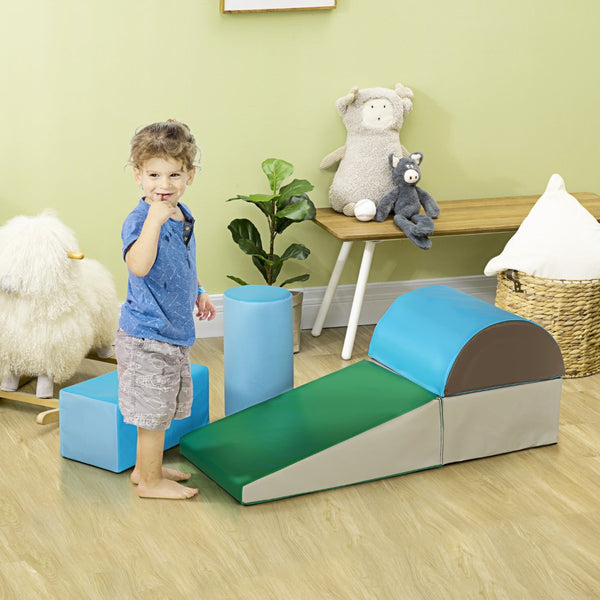 English Elm 5 Piece Foam Climbing Blocks Toddler Indoor Play Set with Faux Leather Crawl Shapes W2225P152514
