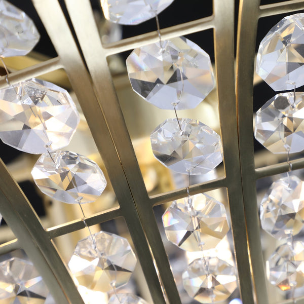 English Elm (Same 24" Modern Crystal Round Chandelier Gold Finish - Elegant Cascading Bead Pendant Light for Dining, Foyer, Living Room (No Bulbs) W1340120181