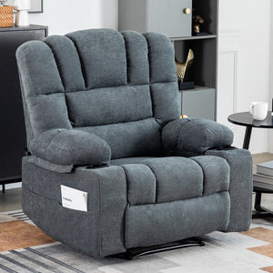 English Elm Massage Recliner Chair with Heating, 8-Point Vibration, 5 Modes, Cup Holders, Lumbar Support and Timer Grey W1403P152415