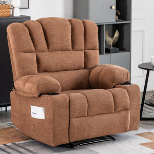 English Elm Massage Recliner Chair with Heating, 8-Point Vibration, 5 Modes, Cup Holders, Lumbar Support and Timer Brown W1403P152417