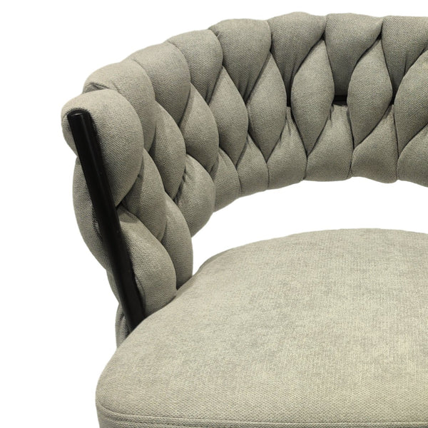 English Elm 28" Linen Woven Bar Chair Set of 2 - 360° Swivel Upholstered Counter Stools with Backrest, Grey T2396P279779