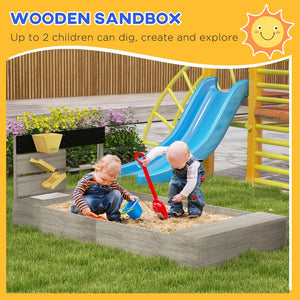 English Elm Wooden Fir Sandbox with Built-in Kitchen Sink and Stovetop for Outdoor Kids Play W2225P152513