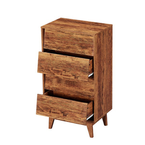 English Elm 4 Drawer Double Dresser with Vintage Bevel Design, Brown MDF Storage Chest for Tidy Rooms, Compact Elegance W578132027