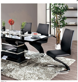 English Elm Contemporary Z-Style Dining Chairs Set of 2 with Chrome Frame Sleek Leatherette Comfort & Flair Black 31 L x 26 W x 21 H B011P152661