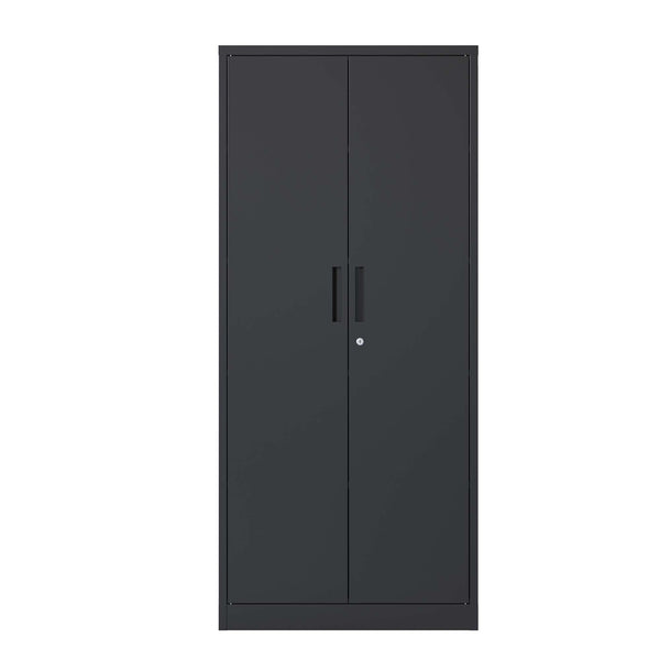 English Elm 72"H Metal Garage Storage Cabinet Black – Locking 3-Point Steel Cabinet with 4 Adjustable Shelves, Anti-Tip Safety T2398P152542