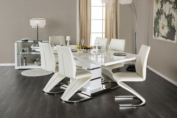 English Elm Contemporary Z-Style Dining Chairs Set of 2 with Chrome Frame Sleek Leatherette Comfort & Flair White 31 L x 26 W x 21 H B011P152662