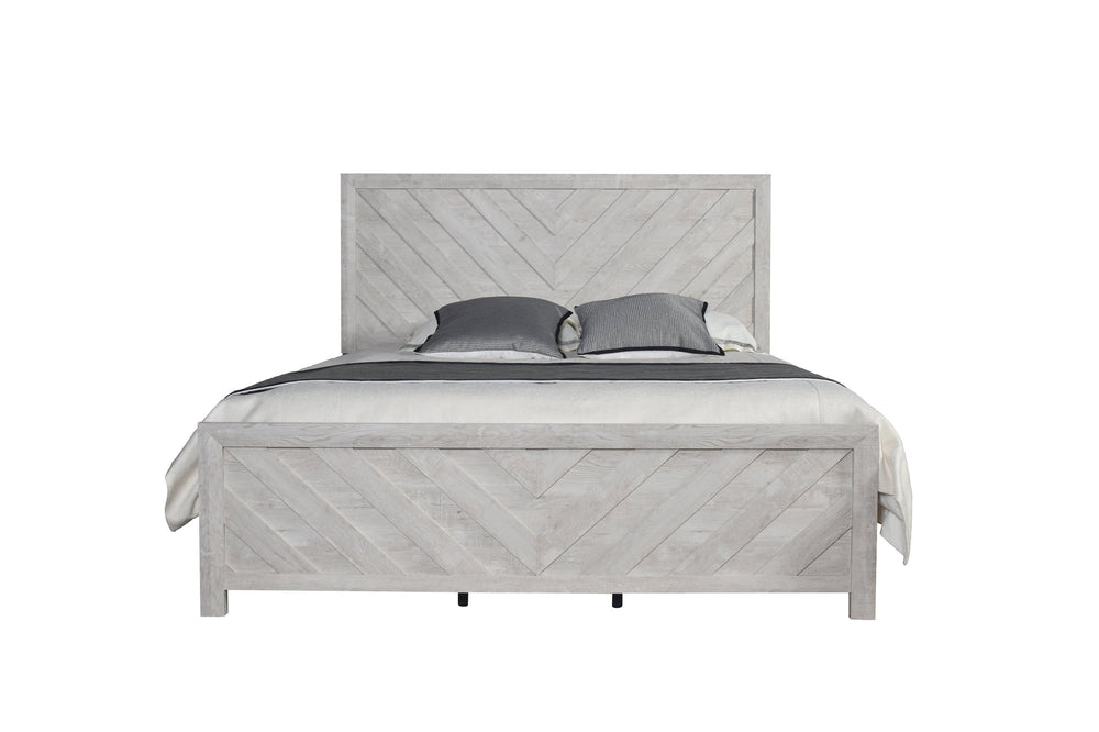 English Elm Denver Modern King Bed in Natural Wood Finish — Solid & Manufactured Wood Frame, Stylish Headboard Comfort B009S01819