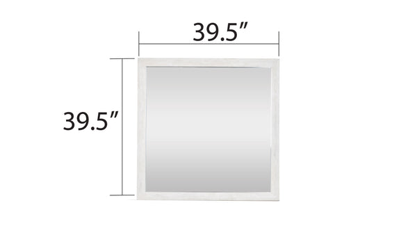 English Elm Denver Modern Square Mirror in Natural Rustic Finish — Sleek Bedroom Wall Decor, Elegant Functional Accent G150108558