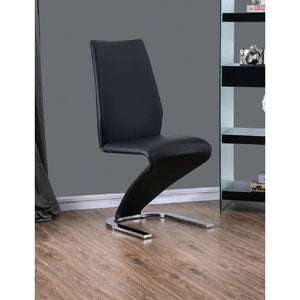 English Elm Contemporary Z-Style Dining Chairs Set of 2 with Chrome Frame Sleek Leatherette Comfort & Flair Black 31 L x 26 W x 21 H B011P152661