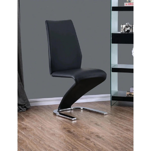 English Elm Contemporary Z-Style Dining Chairs Set of 2 with Chrome Frame Sleek Leatherette Comfort & Flair Black 31 L x 26 W x 21 H B011P152661