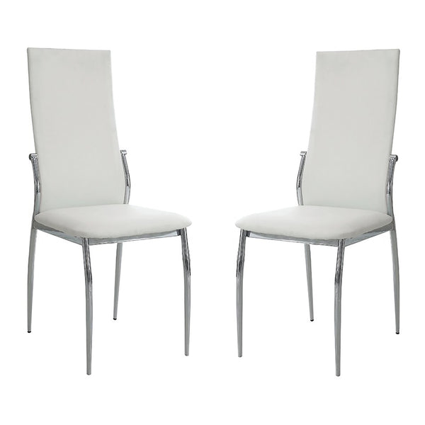 English Elm White Leatherette Dining Chairs Set of 2 — Modern Padded High Back Side Chairs with Chrome Legs, Sleek Design B011P152641