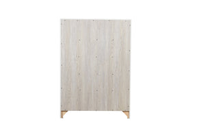 English Elm Denver Modern 5-Drawer Chest in Natural Rustic Wood – Contemporary Compact Storage, 16"L x36"W x51"H G150108556