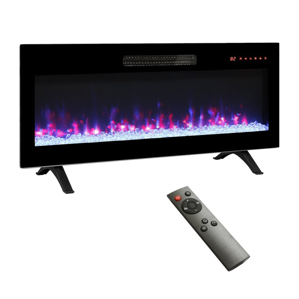 English Elm 36 Inch Recessed Electric Fireplace Tempered Glass Multi Color Led Flame Heater W1769133637
