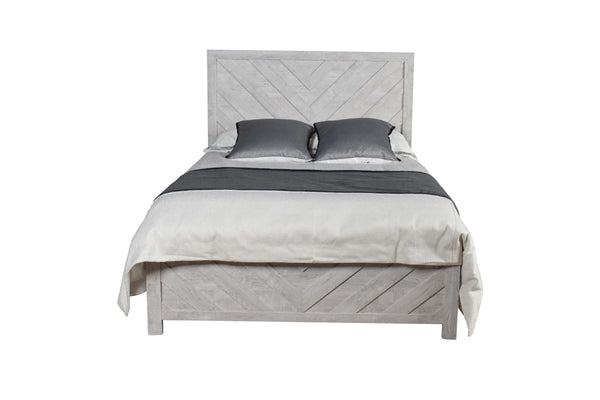 English Elm Denver Modern Queen Bed in Natural Wood Finish — Solid & Manufactured Wood Frame, Elegant Headboard Comfort B009S01820