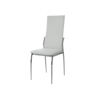 English Elm White Leatherette Dining Chairs Set of 2 — Modern Padded High Back Side Chairs with Chrome Legs, Sleek Design B011P152641