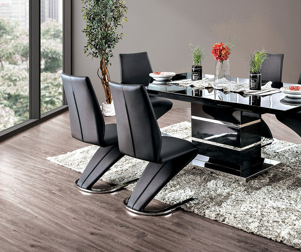 English Elm Contemporary Z-Style Dining Chairs Set of 2 with Chrome Frame Sleek Leatherette Comfort & Flair Black 31 L x 26 W x 21 H B011P152661