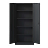 English Elm 72"H Metal Garage Storage Cabinet, Black Tool Steel Locking Cabinet With Doors and 4 Shelves, Tall Cabinets For Garage Storage Systems Lockable File Cabinet For Home Office, Classroom/Pantry