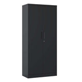 English Elm 71"H Metal Garage Storage Cabinet, Black Tool Steel Locking Cabinet With Doors and 3 Shelves, Tall Cabinets For Garage Storage Systems Lockable File Cabinet For Home Office, Classroom/Pantry