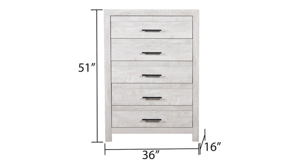 English Elm Modern Denver 5-Drawer Chest in Natural Rustic Wood — Sleek Contemporary Storage, 16"L x 36"W x 51"H B009P152659