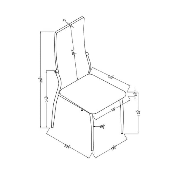 English Elm White Leatherette Dining Chairs Set of 2 — Modern Padded High Back Side Chairs with Chrome Legs, Sleek Design B011P152641
