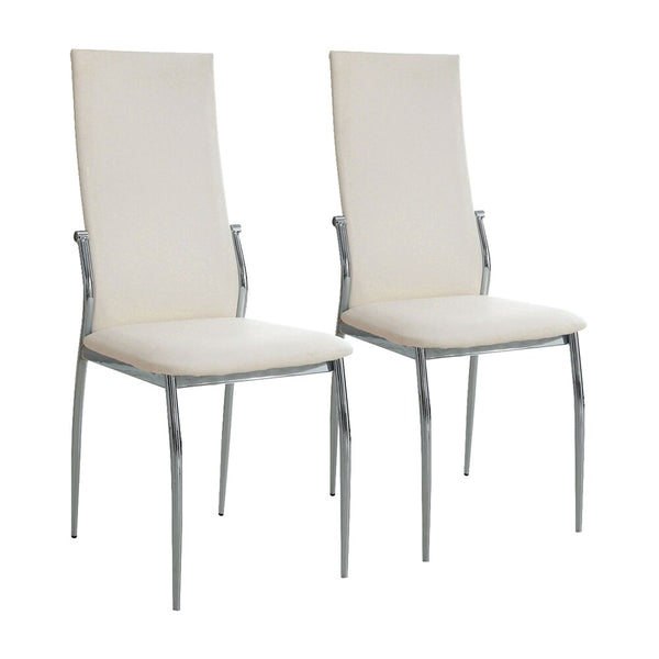 English Elm White Leatherette Dining Chairs Set of 2 — Modern Padded High Back Side Chairs with Chrome Legs, Sleek Design B011P152641