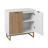 Hearth and Haven White and Gold Storage Cabinet with 2 Doors, Modern Buffet Sideboard Cabinet, Kitchen Buffet Cabinet with Storage Sideboard Buffet For Living Room W409128108