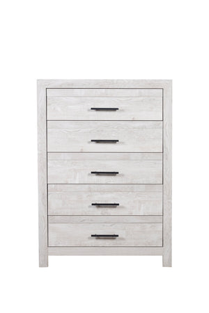 English Elm Modern Denver 5-Drawer Chest in Natural Rustic Wood — Sleek Contemporary Storage, 16"L x 36"W x 51"H B009P152659