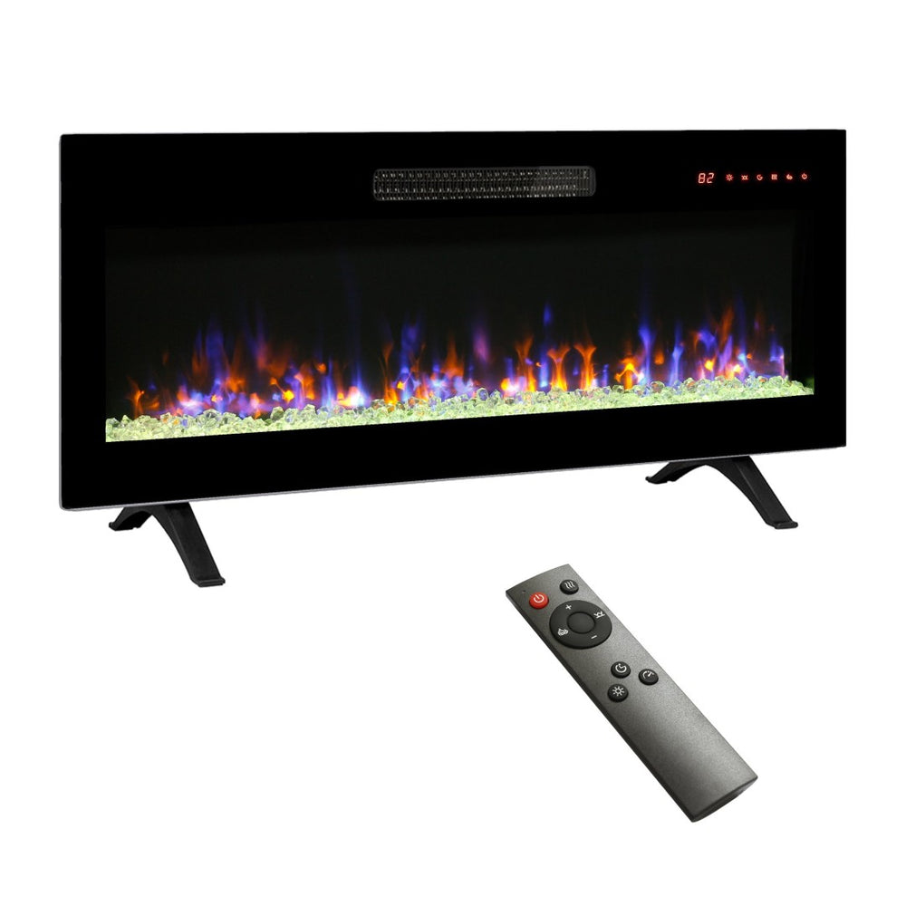 English Elm 42 Inch Recessed Electric Fireplace Slim Led Wall Mount with Multicolor Flame Heater W1769133638