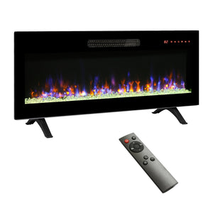 English Elm 42 Inch Recessed Electric Fireplace Slim Led Wall Mount with Multicolor Flame Heater W1769133638