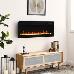 English Elm 42 Inch Recessed Electric Fireplace Slim Led Wall Mount with Multicolor Flame Heater W1769133638