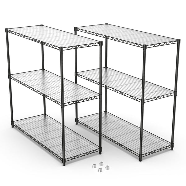 English Elm 2 Heavy Duty Wire Shelving Units 3 Tier Steel Garage Pantry Storage with Liners W1550127378