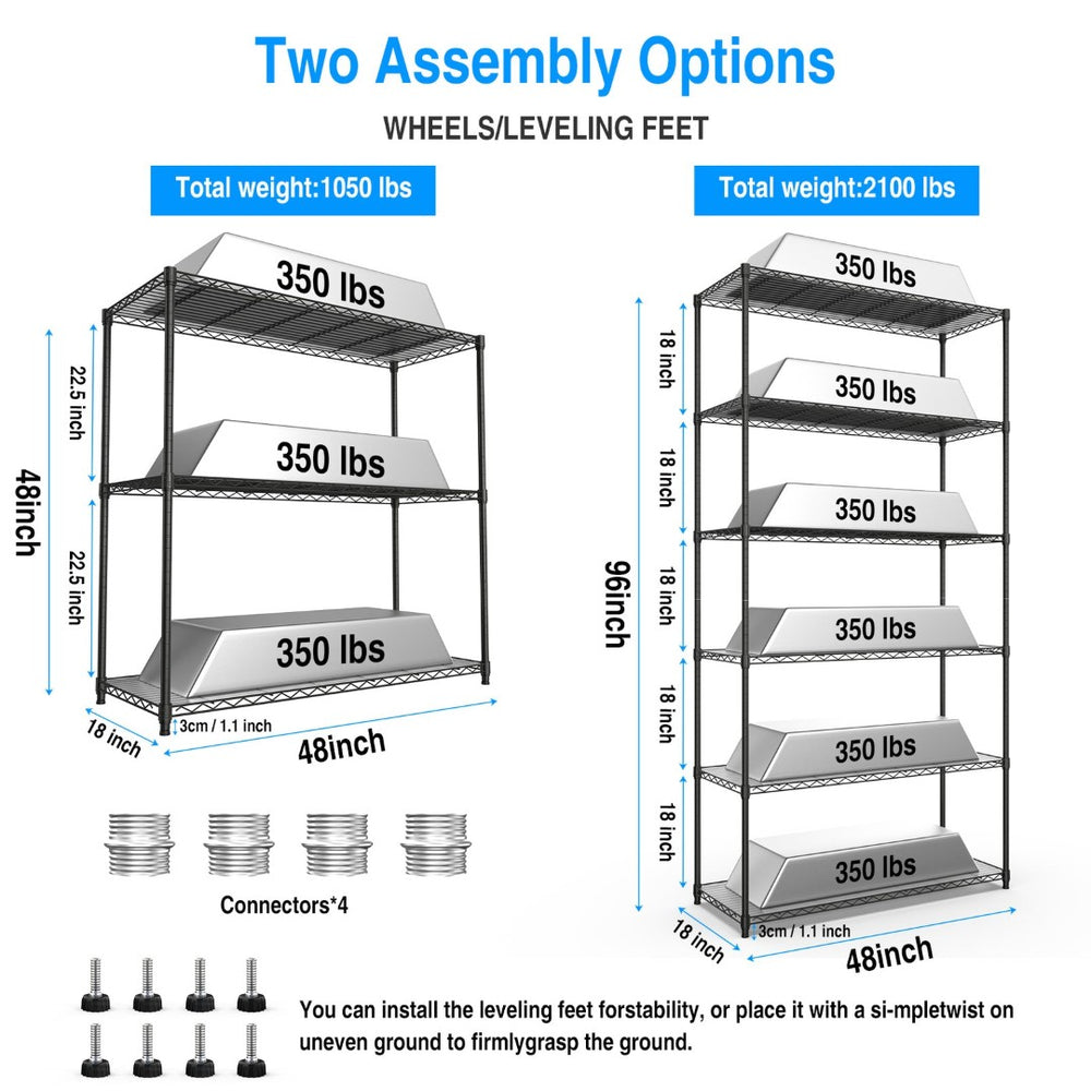 English Elm 2 Heavy Duty Wire Shelving Units 3 Tier Steel Garage Pantry Storage with Liners W1550127378