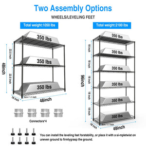 English Elm 2 Heavy Duty Wire Shelving Units 3 Tier Steel Garage Pantry Storage with Liners W1550127378