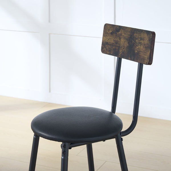 English Elm Round Pub Height Bar Set with Shelf Upholstered Stool Rustic Farmhouse Kitchen W1903P149221