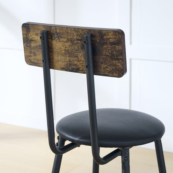 English Elm Round Pub Height Bar Set with Shelf Upholstered Stool Rustic Farmhouse Kitchen W1903P149221