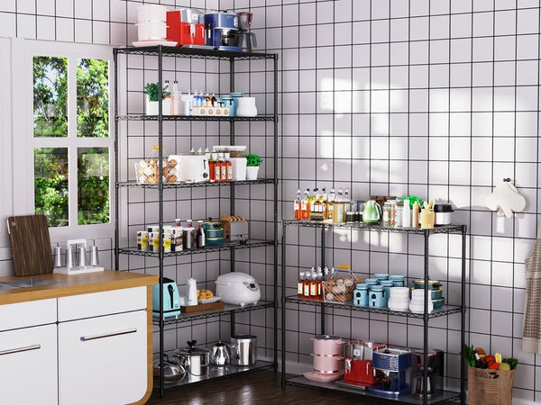 English Elm 2 Heavy Duty Wire Shelving Units 3 Tier Steel Garage Pantry Storage with Liners W1550127378