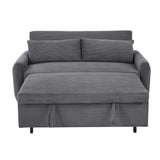 English Elm 57.48" Pull-Out Sofa Bed Convertible Couch 2 Seat Loveseat Sofa Modern Sleeper Sofa With Two Throw Pillows and Usb Ports For Living Room, Dark Grey