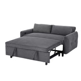 English Elm 57.48" Pull-Out Sofa Bed Convertible Couch 2 Seat Loveseat Sofa Modern Sleeper Sofa With Two Throw Pillows and Usb Ports For Living Room, Dark Grey