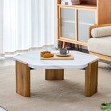 Modern White MDF Coffee Table with Wooden-Toned Legs - Versatile Elegance for Stylish Interiors